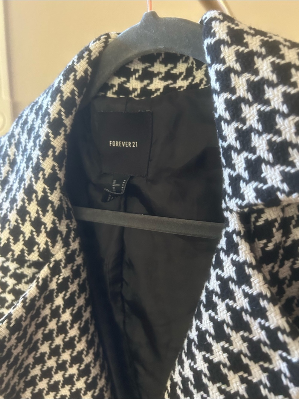 Vintage Forever 21 Houndstooth Double Breasted Coat Women’s M Oversized Peacoat - Picture 3 of 8